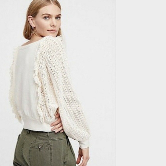 Free People S Ivory Crochet Dolman Sleeve Sweater - Picture 1 of 11